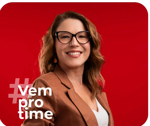 Colaboradora da SR com a assinatura da campanha Vem pro time